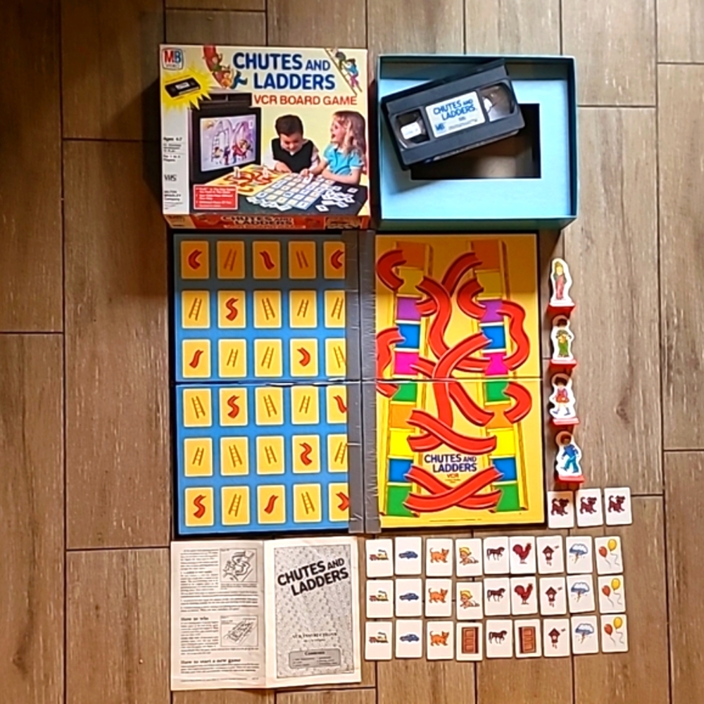 Vintage 1986 Milton Bradley Chutes and Ladders VCR Board Game